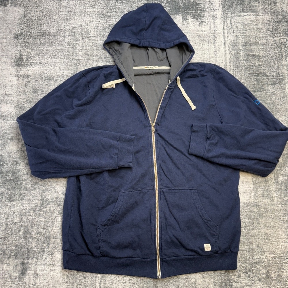 Marine Layer Hoodie Men XL Navy Blue Full Zip Lined Afternoon Stretch Sweatshirt